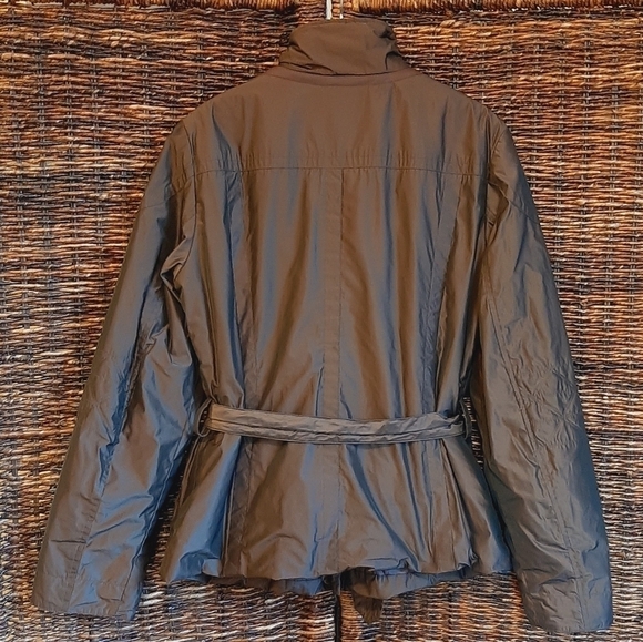 Geox Respira Women's 8 Bronze Jacket Shimmery Quilted Belted Coat Brown Italy - Picture 2 of 15